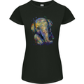 Elephant Hand Drawn Watercolour Womens Petite Cut T-Shirt Black