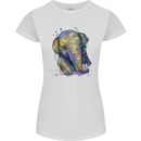 Elephant Hand Drawn Watercolour Womens Petite Cut T-Shirt White