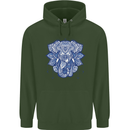 Elephant Mandala Art Childrens Kids Hoodie Forest Green