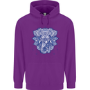 Elephant Mandala Art Childrens Kids Hoodie Purple