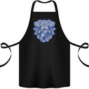 Elephant Mandala Art Cotton Apron 100% Organic Black