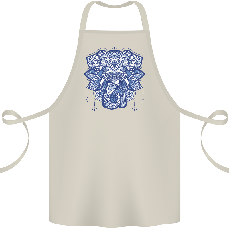 Elephant Mandala Art Cotton Apron 100% Organic Natural