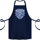 Elephant Mandala Art Cotton Apron 100% Organic Navy Blue