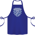 Elephant Mandala Art Cotton Apron 100% Organic Royal Blue