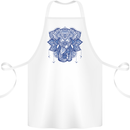 Elephant Mandala Art Cotton Apron 100% Organic White