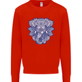 Elephant Mandala Art Kids Sweatshirt Jumper Bright Red