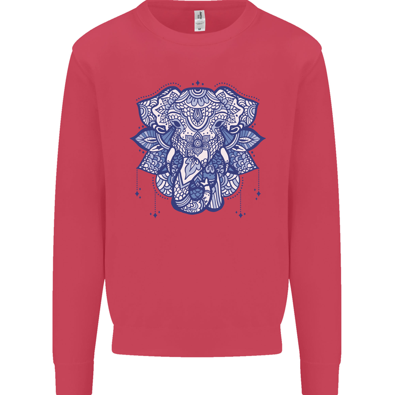 Elephant Mandala Art Kids Sweatshirt Jumper Heliconia