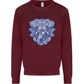 Elephant Mandala Art Kids Sweatshirt Jumper Maroon
