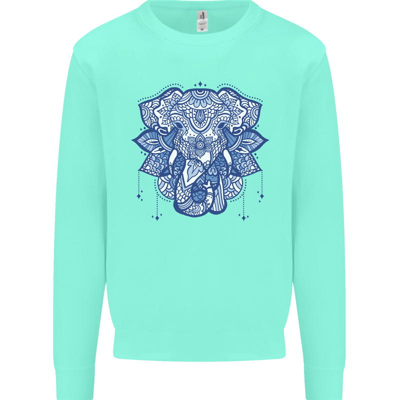 Elephant Mandala Art Kids Sweatshirt Jumper Peppermint