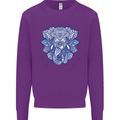 Elephant Mandala Art Kids Sweatshirt Jumper Purple