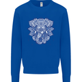 Elephant Mandala Art Kids Sweatshirt Jumper Royal Blue