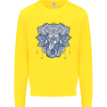Elephant Mandala Art Kids Sweatshirt Jumper Yellow