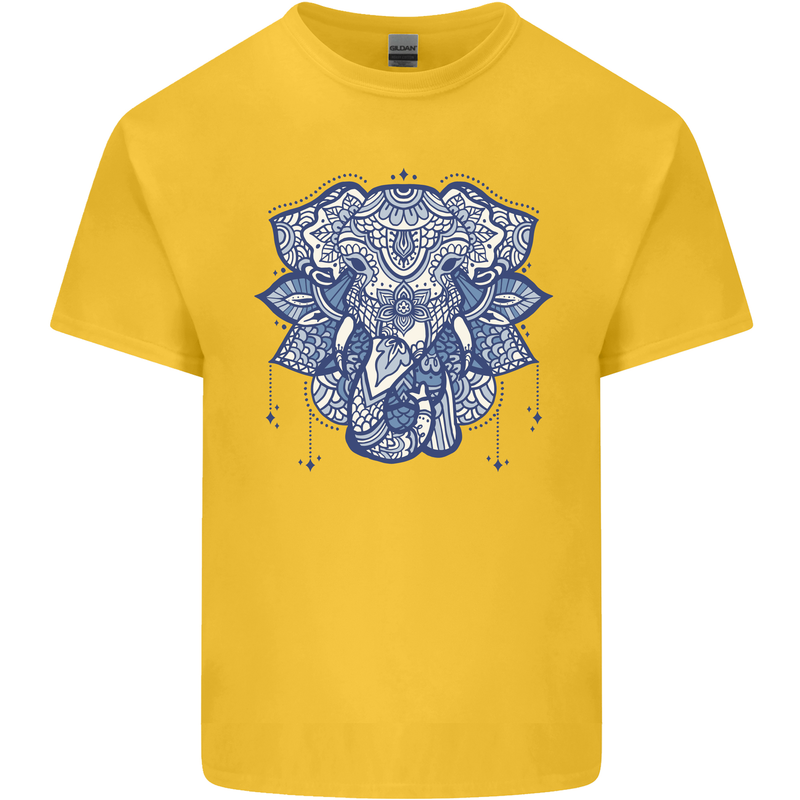 Elephant Mandala Art Kids T-Shirt Childrens Yellow