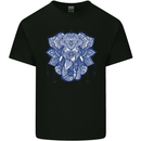 Elephant Mandala Art Mens Cotton T-Shirt Tee Top Black