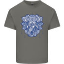 Elephant Mandala Art Mens Cotton T-Shirt Tee Top Charcoal