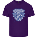 Elephant Mandala Art Mens Cotton T-Shirt Tee Top Purple