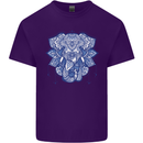 Elephant Mandala Art Mens Cotton T-Shirt Tee Top Purple
