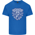 Elephant Mandala Art Mens Cotton T-Shirt Tee Top Royal Blue