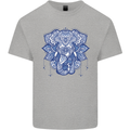 Elephant Mandala Art Mens Cotton T-Shirt Tee Top Sports Grey