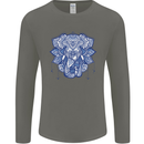 Elephant Mandala Art Mens Long Sleeve T-Shirt Charcoal