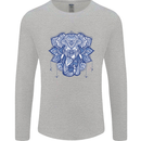 Elephant Mandala Art Mens Long Sleeve T-Shirt Sports Grey