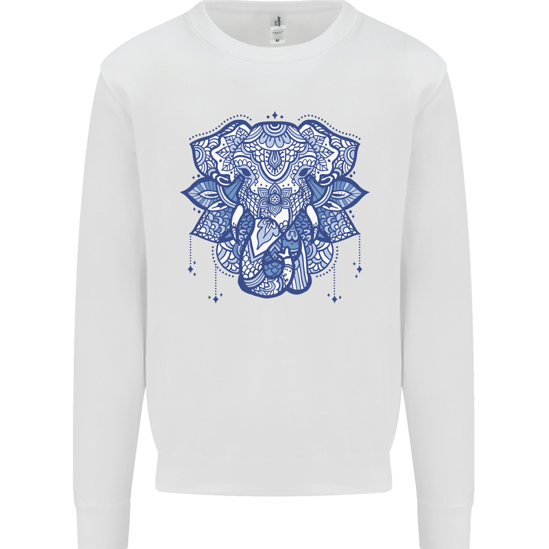 Elephant Mandala Art Mens Sweatshirt Jumper White