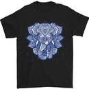 Elephant Mandala Art Mens T-Shirt 100% Cotton Black