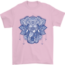 Elephant Mandala Art Mens T-Shirt 100% Cotton Light Pink