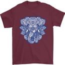 Elephant Mandala Art Mens T-Shirt 100% Cotton Maroon