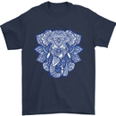 Elephant Mandala Art Mens T-Shirt 100% Cotton Navy Blue