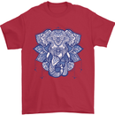 Elephant Mandala Art Mens T-Shirt 100% Cotton Red