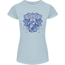 Elephant Mandala Art Womens Petite Cut T-Shirt Light Blue