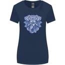 Elephant Mandala Art Womens Wider Cut T-Shirt Navy Blue