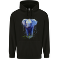 Elephant Watercolour Childrens Kids Hoodie Black