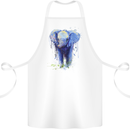 Elephant Watercolour Cotton Apron 100% Organic White
