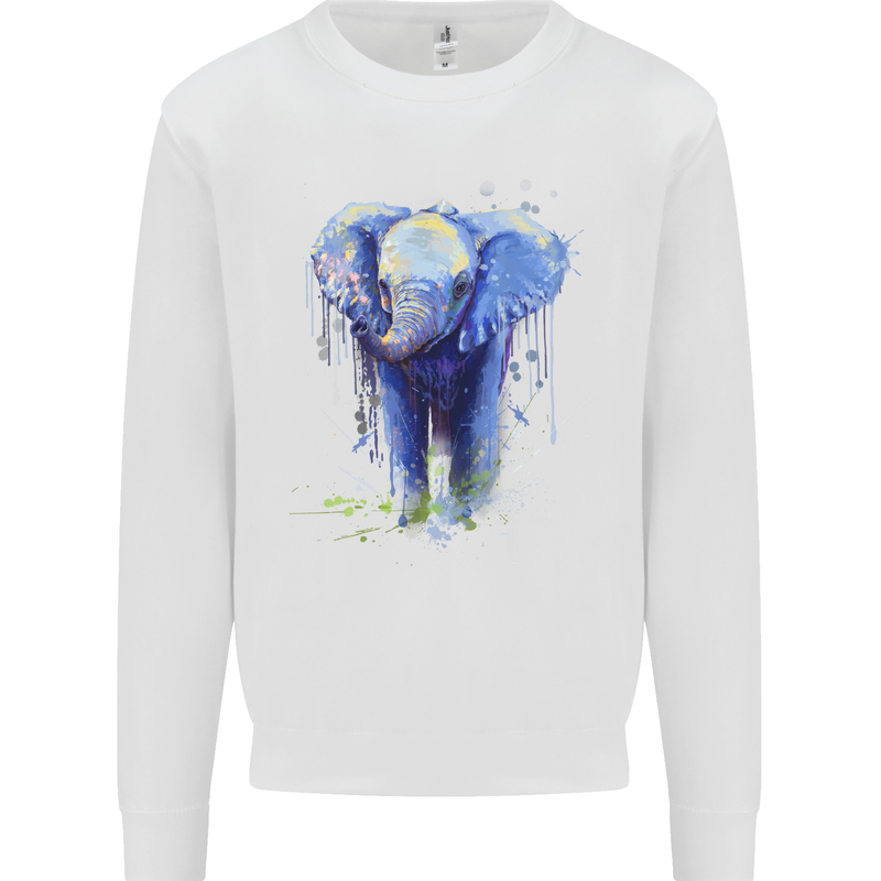 Elephant Watercolour Kids Sweatshirt Jumper White