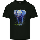 Elephant Watercolour Kids T-Shirt Childrens Black
