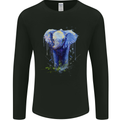 Elephant Watercolour Mens Long Sleeve T-Shirt Black