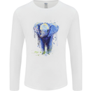 Elephant Watercolour Mens Long Sleeve T-Shirt White