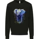 Elephant Watercolour Mens Sweatshirt Jumper Black
