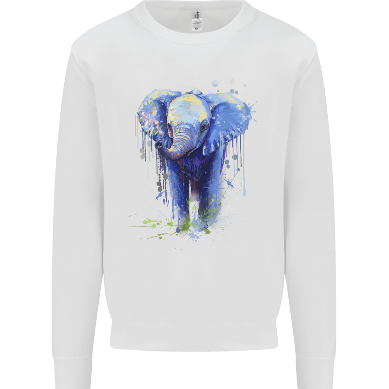 Elephant Watercolour Mens Sweatshirt Jumper White