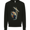 Elephant With Calf Baby Watercolour Mens Sweatshirt Jumper Black