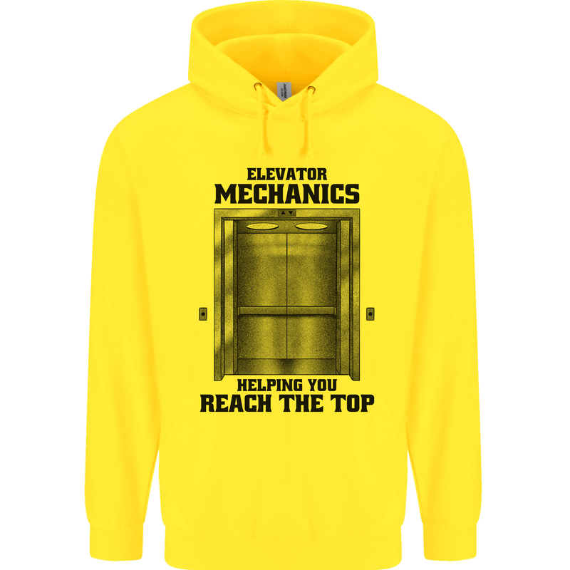 Elevator Mechanic Lift Engineer Childrens Kids Hoodie Yellow