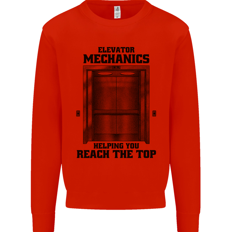 Elevator Mechanic Lift Engineer Kids Sweatshirt Jumper Bright Red