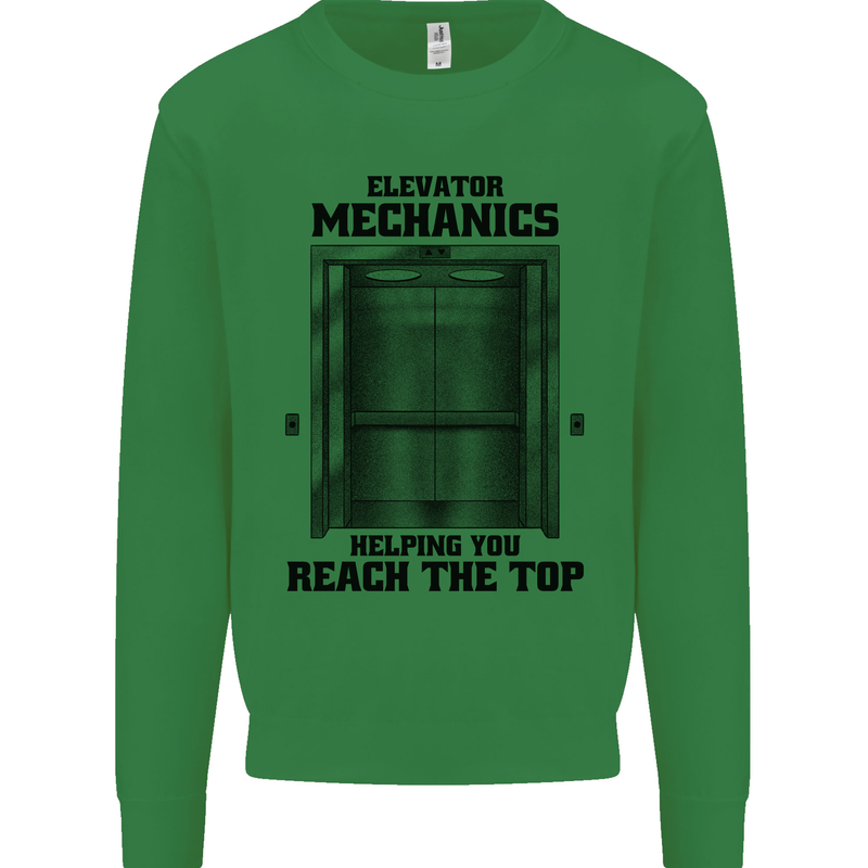 Elevator Mechanic Lift Engineer Kids Sweatshirt Jumper Irish Green