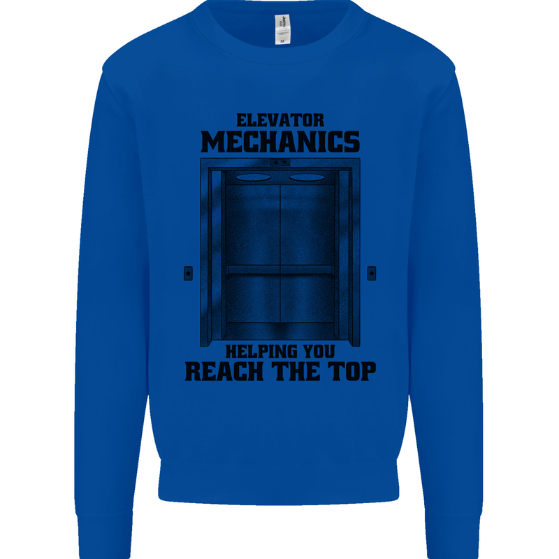 Elevator Mechanic Lift Engineer Kids Sweatshirt Jumper Royal Blue