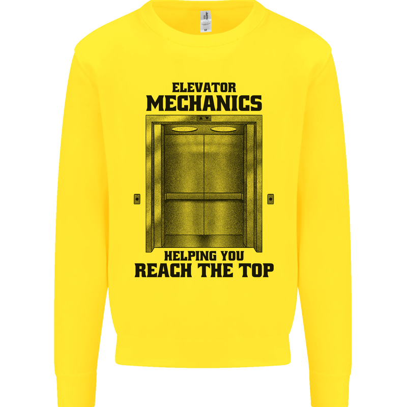 Elevator Mechanic Lift Engineer Kids Sweatshirt Jumper Yellow