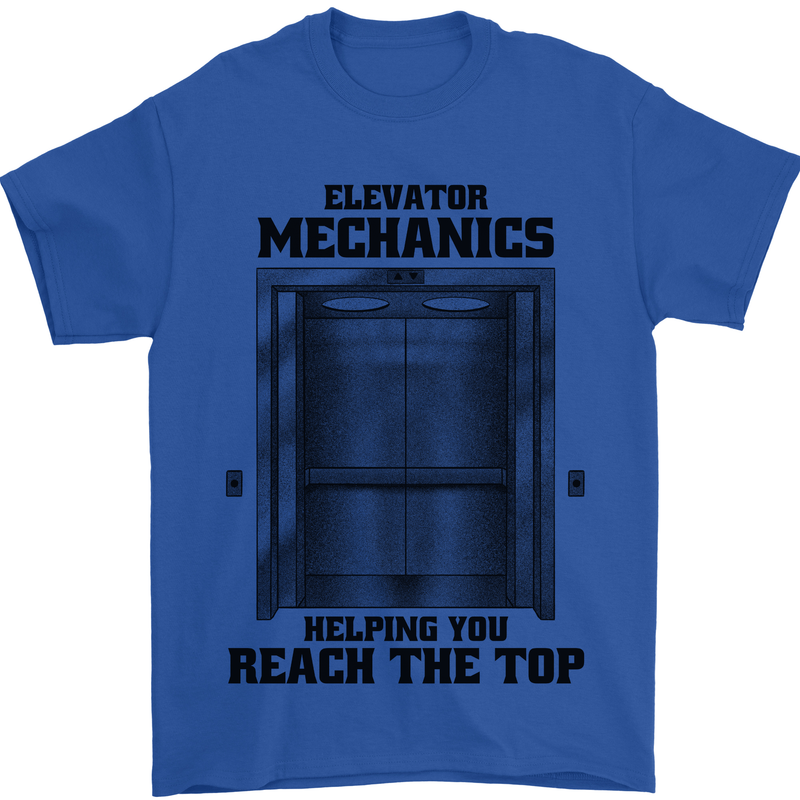 Elevator Mechanic Lift Engineer Mens T-Shirt 100% Cotton Royal Blue