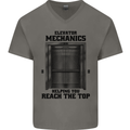Elevator Mechanic Lift Engineer Mens V-Neck Cotton T-Shirt Charcoal