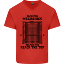 Elevator Mechanic Lift Engineer Mens V-Neck Cotton T-Shirt Red